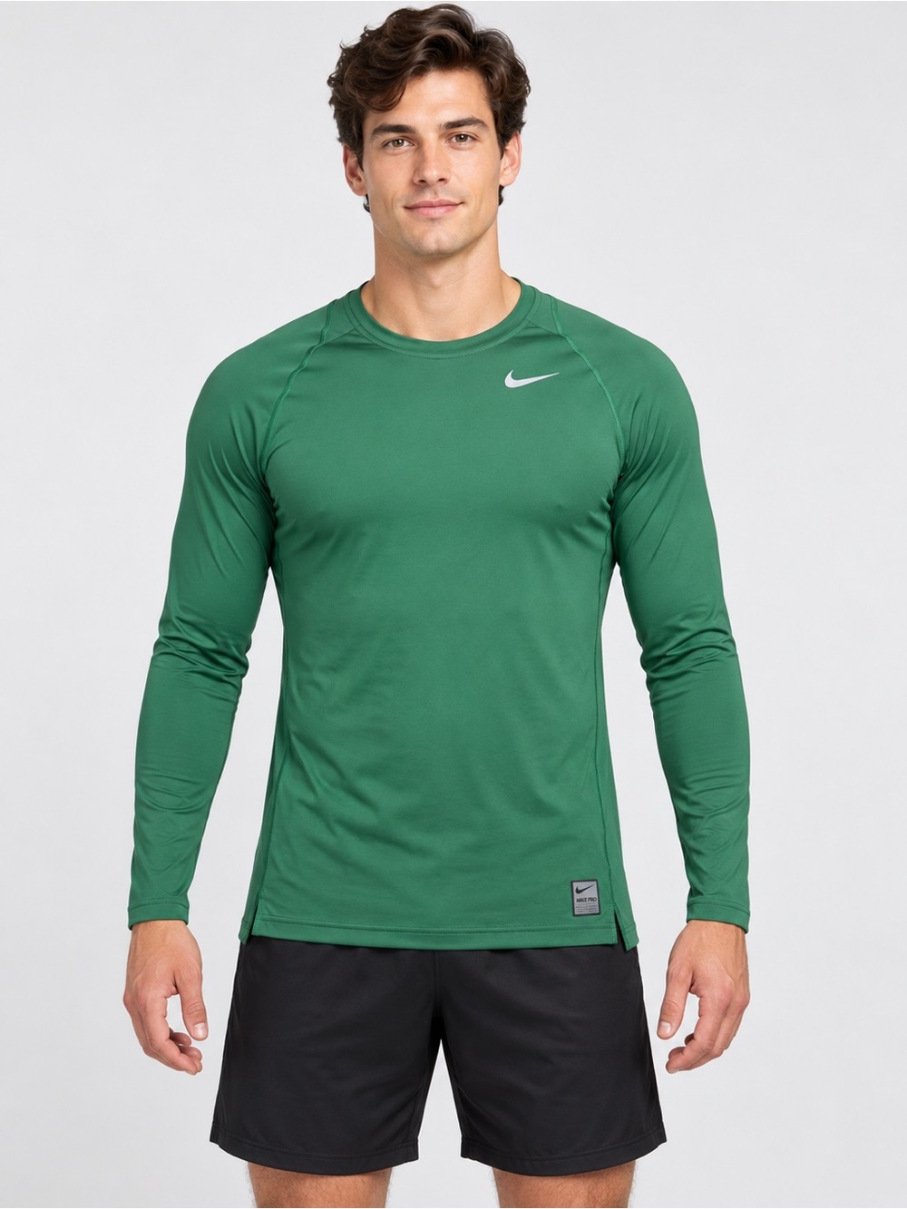 Nike Men's Long Sleeve Athletic Top - Green Medium
